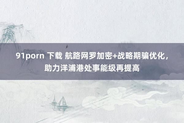 91porn 下载 航路网罗加密+战略期骗优化，助力洋浦港处事能级再提高
