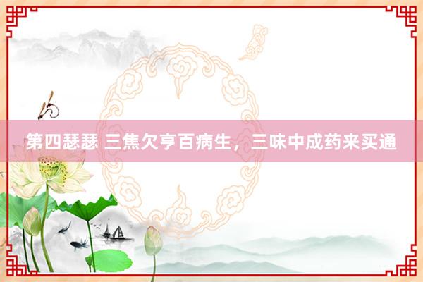 第四瑟瑟 三焦欠亨百病生，三味中成药来买通